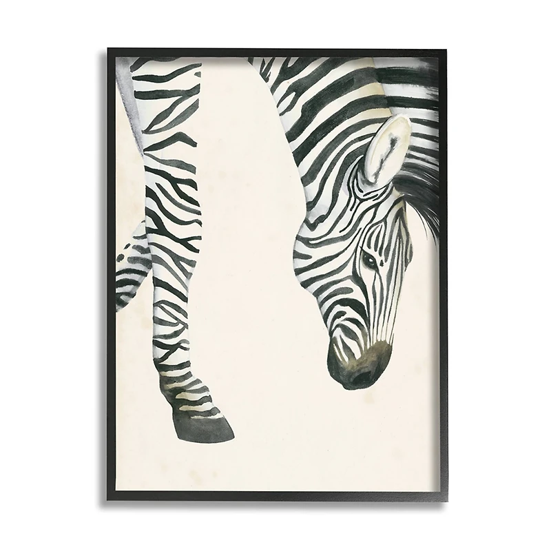 Stupell Industries Zebra Grazing Striped Safari Animal Hoof Detail in Frame Wall Art