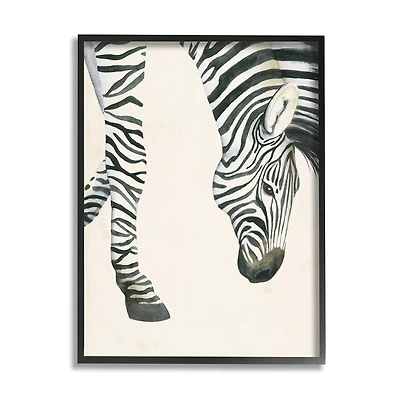 Stupell Industries Zebra Grazing Striped Safari Animal Hoof Detail in Frame Wall Art