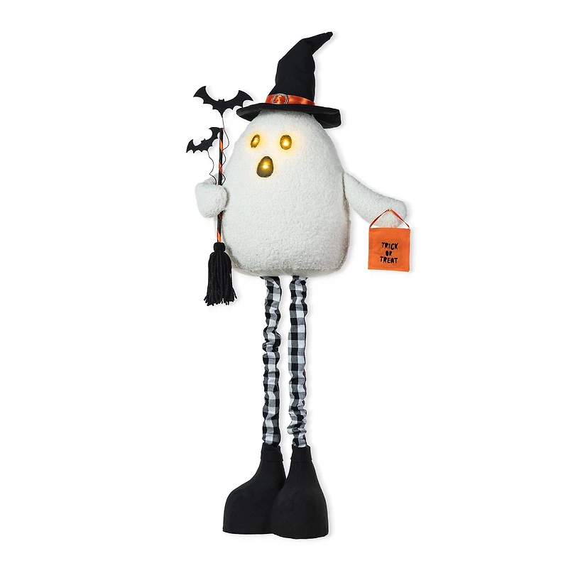 Glitzhome® 38" Lighted Halloween Fabric Ghost Standing Décor with Timer