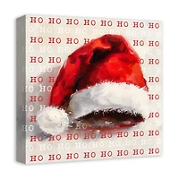 Painterly Santa Hat 16" x 16" Canvas Wall Art