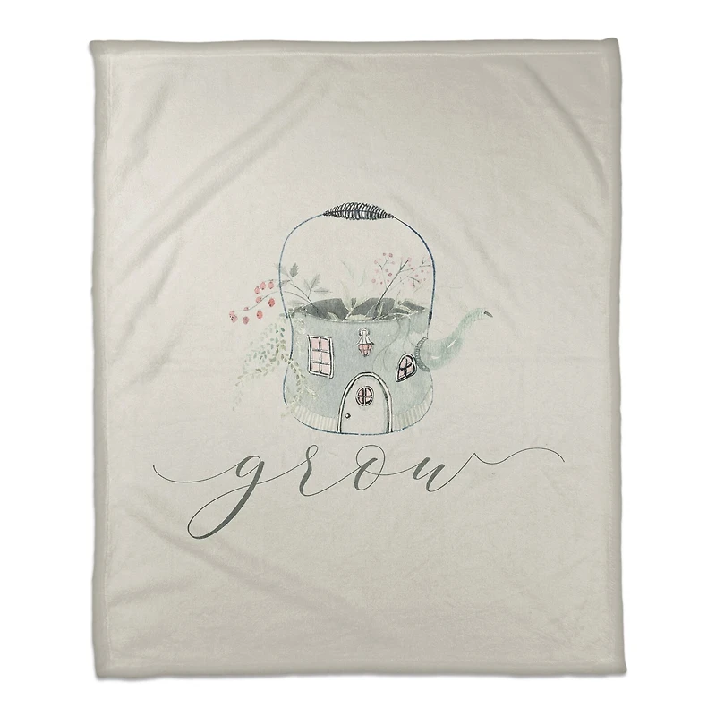 Grow Teapot Floral Fleece Throw