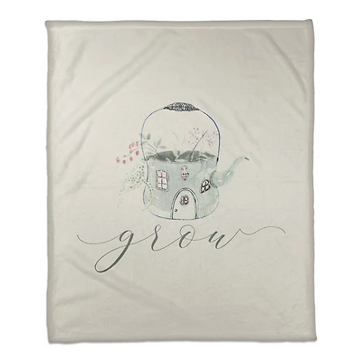 Grow Teapot Floral Fleece Throw