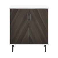 Walker Edison Ash Brown Bookmatch/White Accent Cabinet