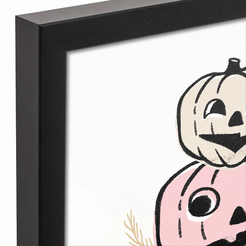 Pastel Pumpkin Stack Black Framed Canvas Wall Art