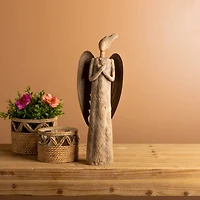 15" Rustic Tree Angel Statue