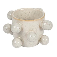 Hello Honey® 4.25" Speckled Cream Round Stoneware Planter with Orbs
