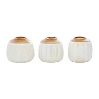 Set of White Teak Wood Coastal Style Vase 6