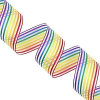 1.5" x 3yd. Rainbow Striped Wired Sheer Ribbon by Celebrate It™ 360°™