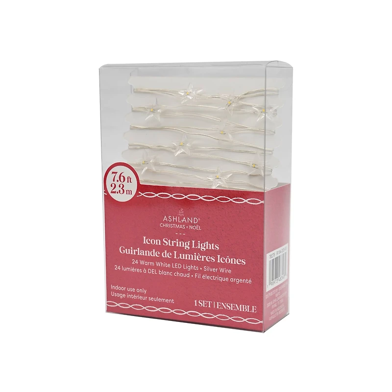 24ct. Warm White LED Star String Lights on Silver Wire by Ashland®