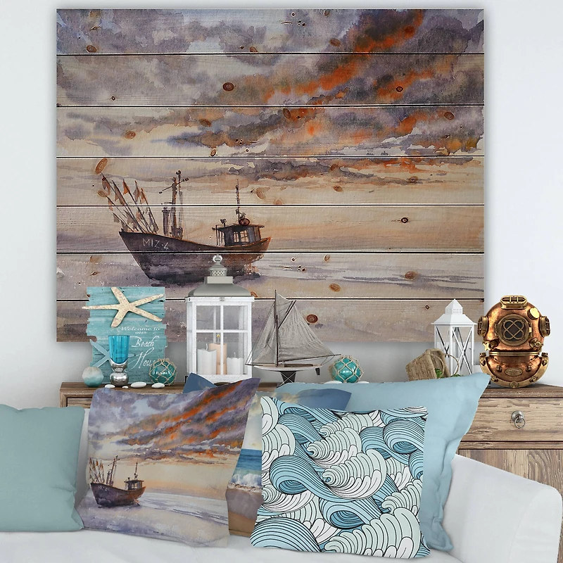 Designart - Wooden Fishing Boat On The Baltic Shore