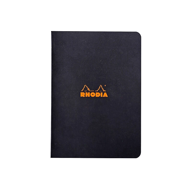Rhodia® Black Side Stapled Lined Notebook, 6" x 8.25"
