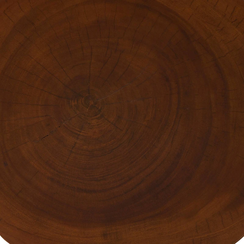 22" Brown Wood Geometric Accent Table