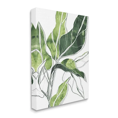 Stupell Industries Expressive Palm Linework Green Pop Detail Canvas Wall Art