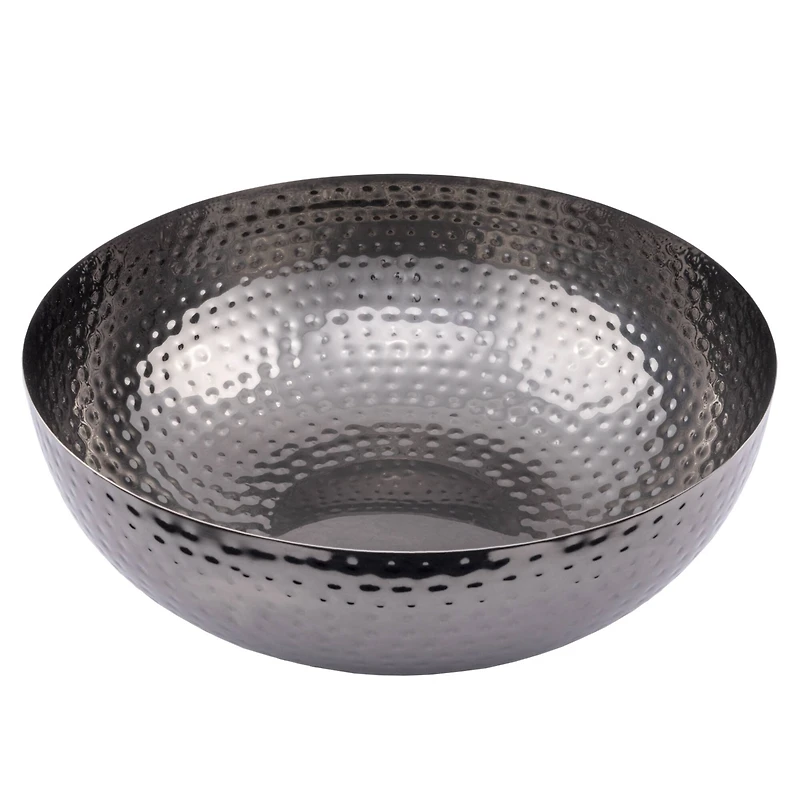 Hello Honey® 14" Oxidized Silver Round Hammered Metal Bowl