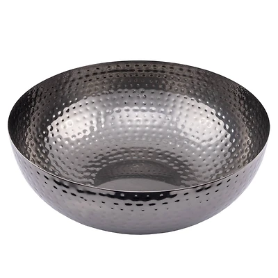 Hello Honey® 14" Oxidized Silver Round Hammered Metal Bowl