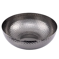 Hello Honey® 14" Oxidized Silver Round Hammered Metal Bowl