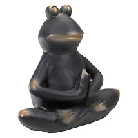 11" Yoga Frog in Sukhasana Position Outdoor Garden Statue