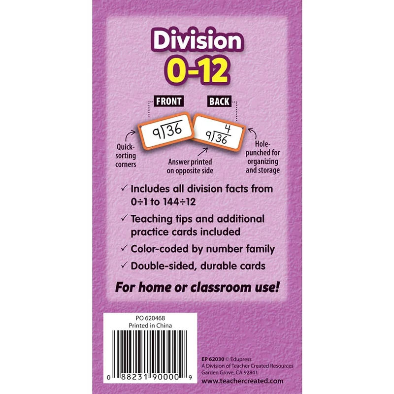 Edupress™ Division All Facts 0-12 Flash Cards