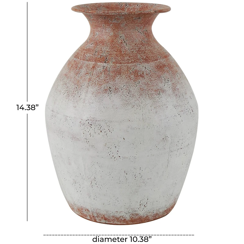 14" White & Rust Distressed Vase
