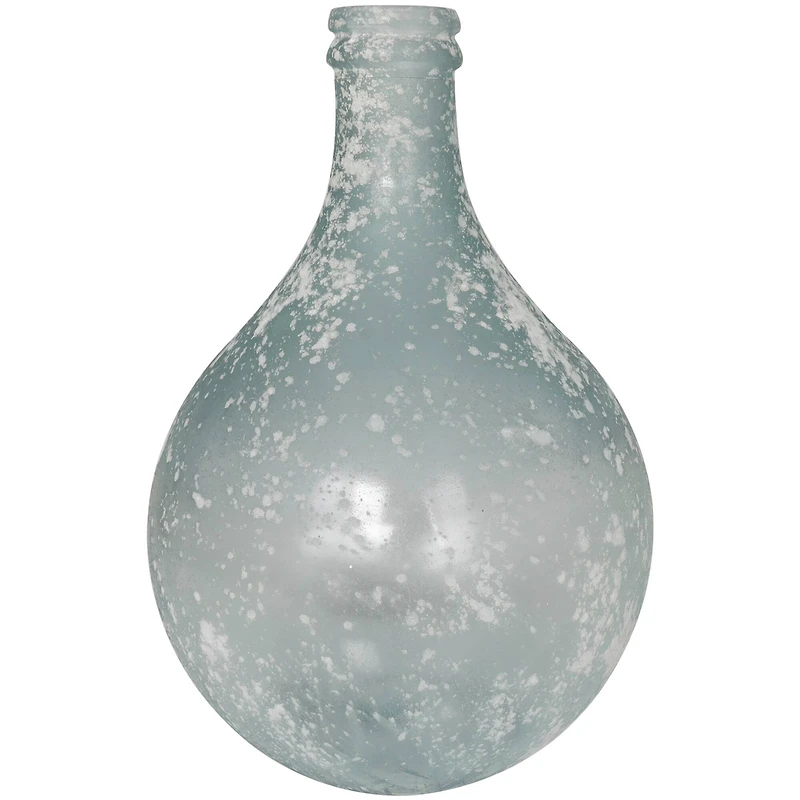 17" Clear Frosted Spanish Glass Bottle Vase
