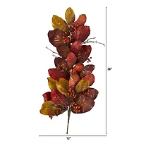 36" Autumn Magnolia Leaf with Berries Teardrop Swag