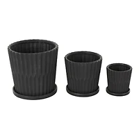 Double Ribbed Textured Ceramic Planter Set