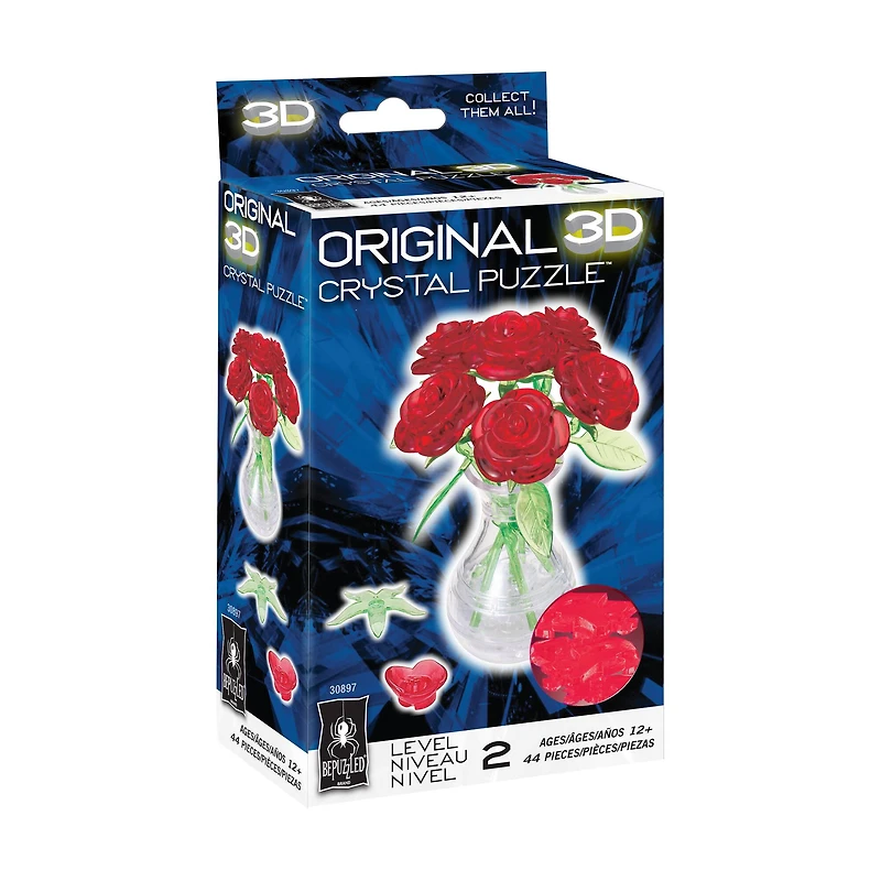 Original 3D Crystal Puzzle™ Roses in a Vase 44 Piece Puzzle