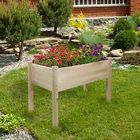 4ft. Natural Wood Raised Garden Bed Planter Box With Liner