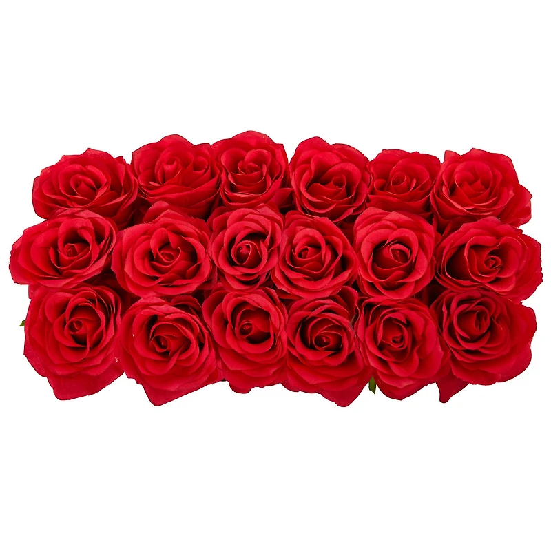12.5" Dozen Silk Roses in Ceramic Rectangular Planter