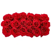 12.5" Dozen Silk Roses in Ceramic Rectangular Planter