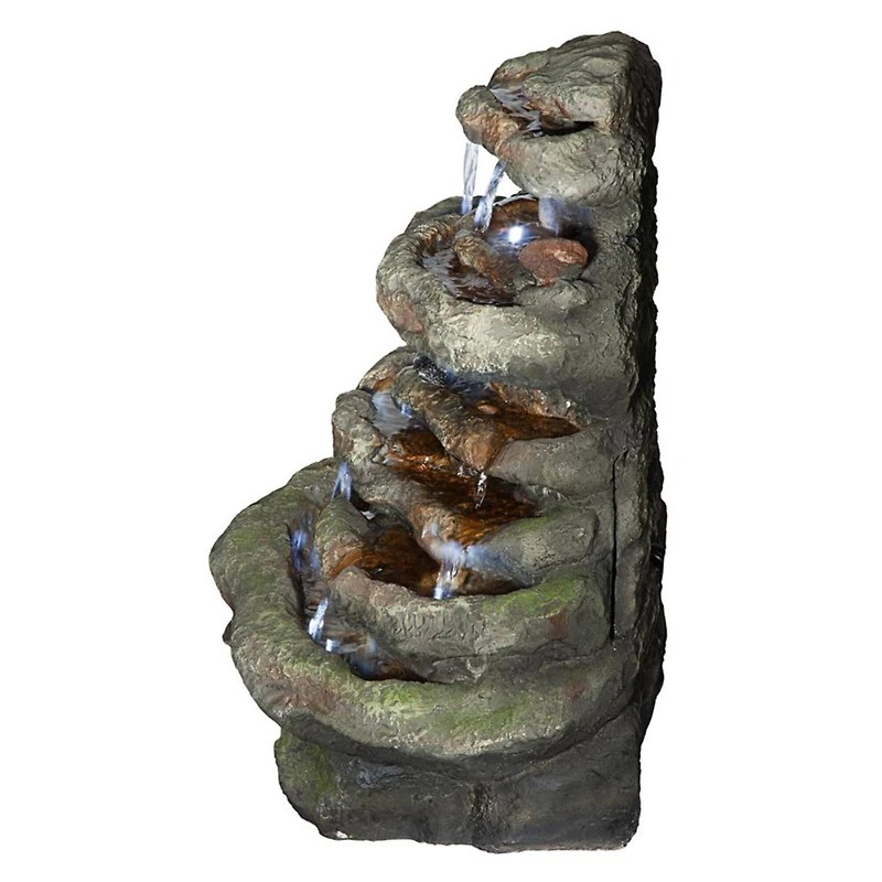 Design Toscano Ribbon Ridge Cascading Waterfall Illuminated Garden Fountain