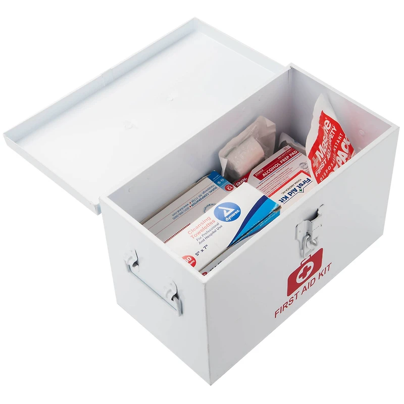 Mind Reader White Large First Aid Kit Box With Detachable Tray & Top Handles