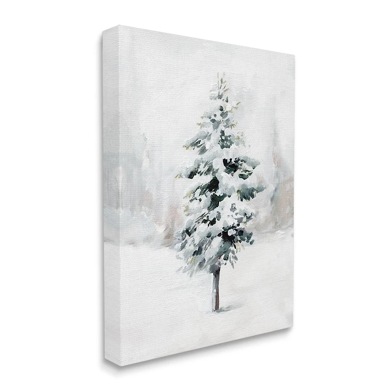 Stupell Industries Wintery Snow Tree Scene Canvas Wall Art