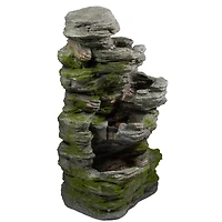 25" Gray LED 5-Tier Outdoor Garden Water Fountain