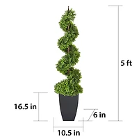 5ft. Topiary Spiral Boxwood Artificial Tree in Decorative Urn