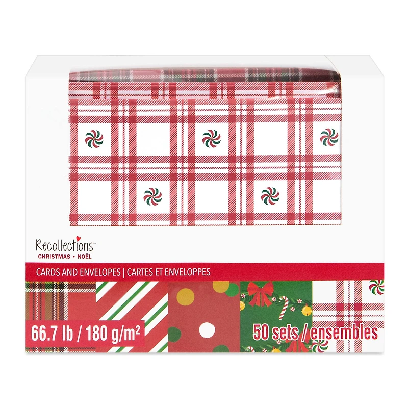 Peppermint Plaid Christmas Cards & Envelopes, 50ct. by Recollections™