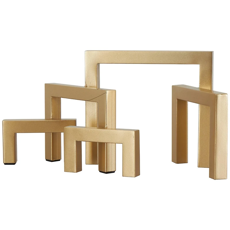 13" Gold Metal Geometric Abstract Square Arched Sculpture