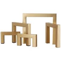 13" Gold Metal Geometric Abstract Square Arched Sculpture