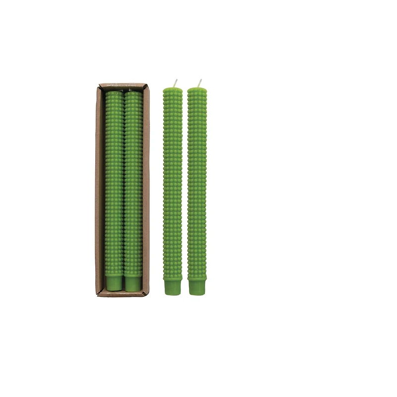 Hello Honey® 10" Green Unscented Hobnail Taper Candles, 2ct.