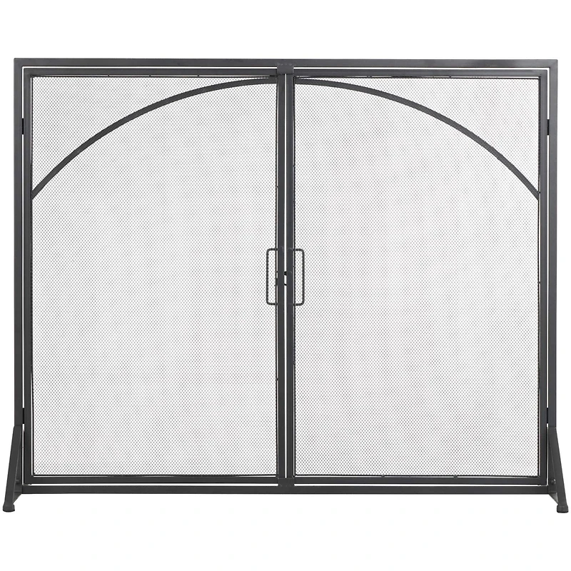 39" Black Metal Minimalistic Single Panel Fireplace Screen