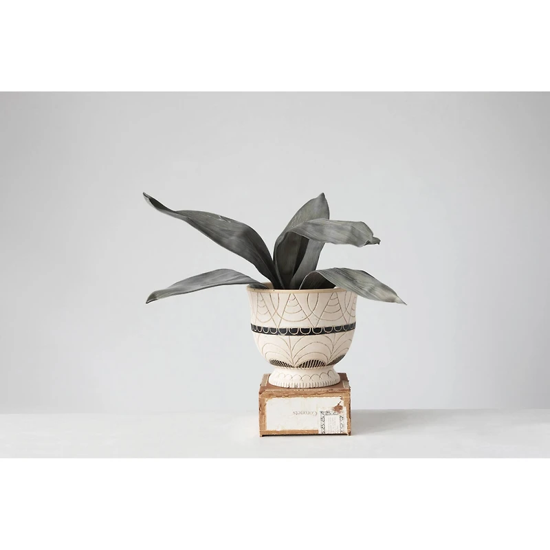 Hello Honey® 7" Debossed Terra Cotta Planter with Pedestal Base