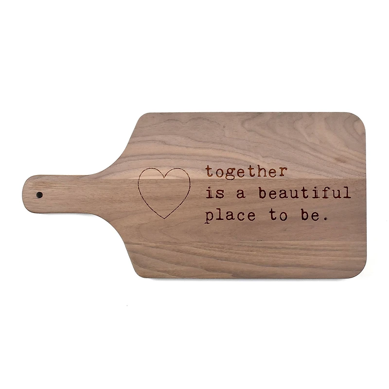 8" x 17" Favorite Place to Be Walnut Paddle Cutting Board