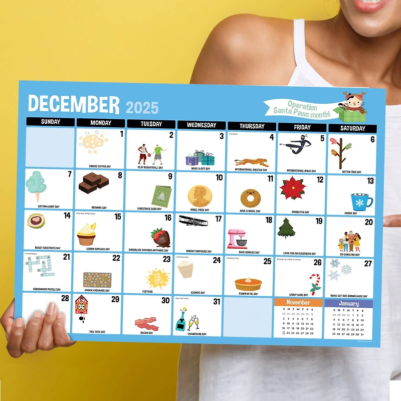 July 2025 - June 2026 Medium Every Day's A Holiday Desk Pad Monthly Blotter Calendar