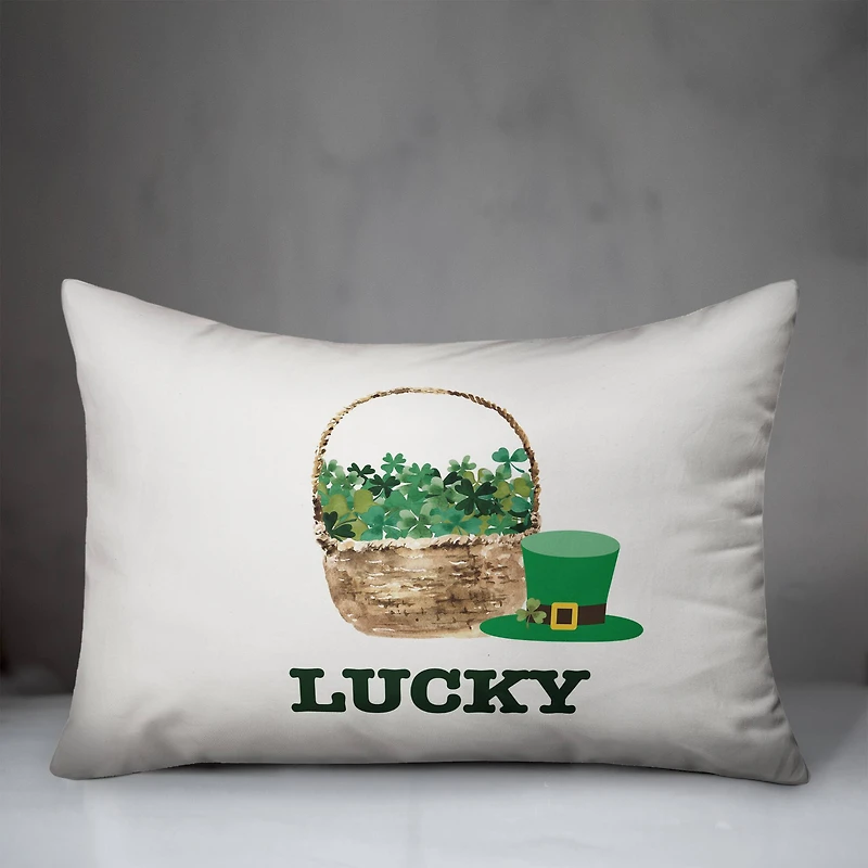 Lucky Clover Basket 14" x 20" Throw Pillow