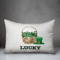 Lucky Clover Basket 14" x 20" Throw Pillow