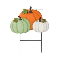 Glitzhome® 23.75" Fall Metal Stacked Pumpkin Yard Stake
