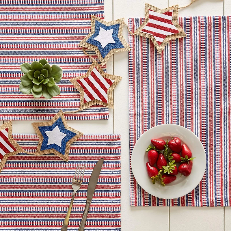 DII® Red, White & Blue Dobby Stripe Placemats, 6ct.