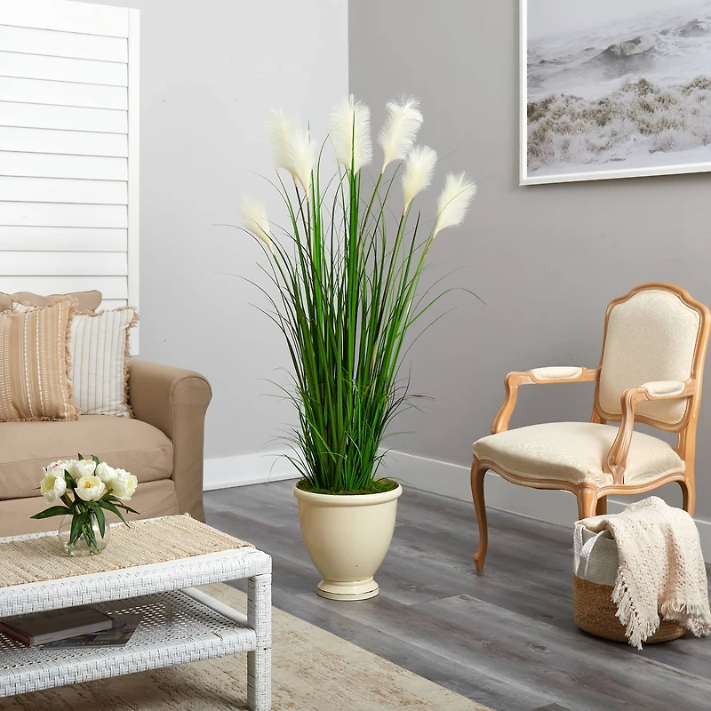 5ft. Wheat Plume Grass Plant in Urn Planter