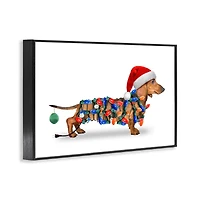 Stupell Industries Christmas Lights Wrapped Dog Framed Giclee Wall Art