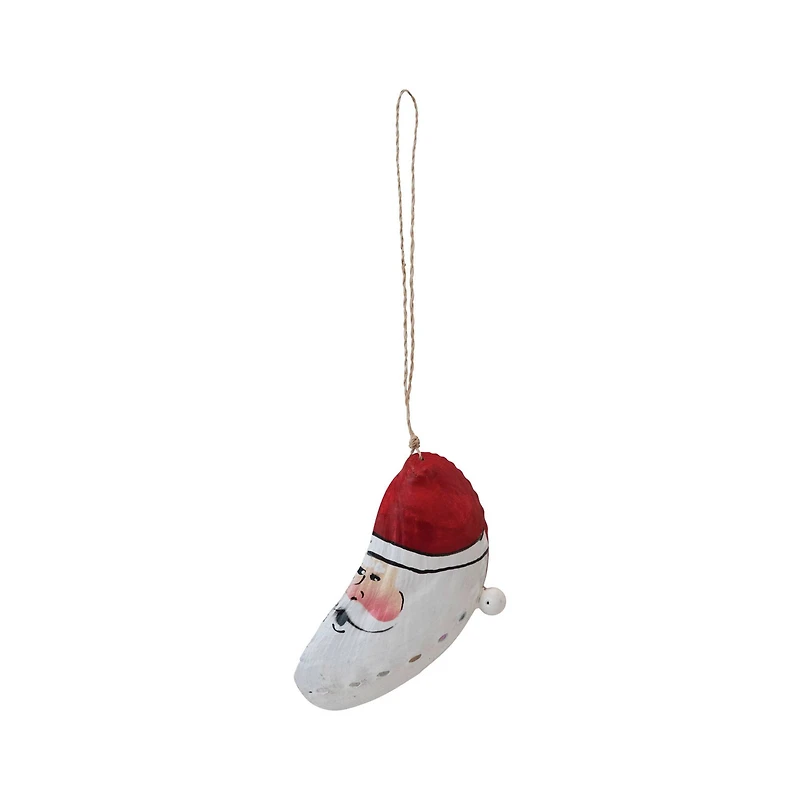 Hello Honey® 4" White & Red Hand-Painted Abalone Shell Santa Ornament
